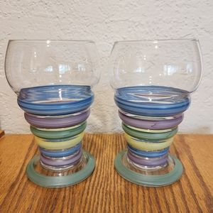 VINTAGE PAIR OF PASTEL PAINTED TUMBLERS